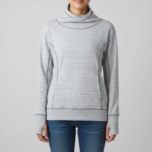 Zella Heather Gray Crossover Neck Pullover Sweatshirt Long Sleeve Athleisure XS